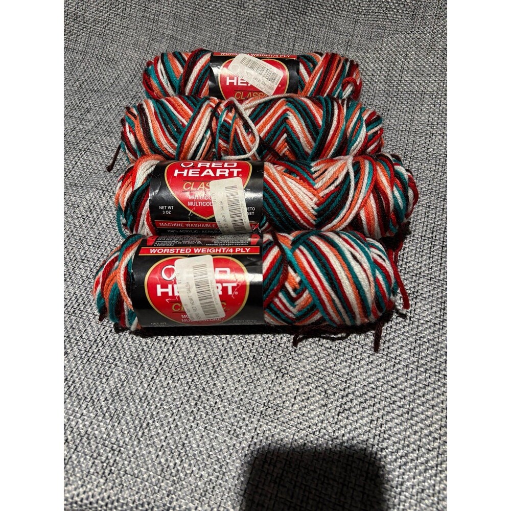 4 skeins Red Heart Classic worsted weight 4-ply acrylic yarn Salsa.